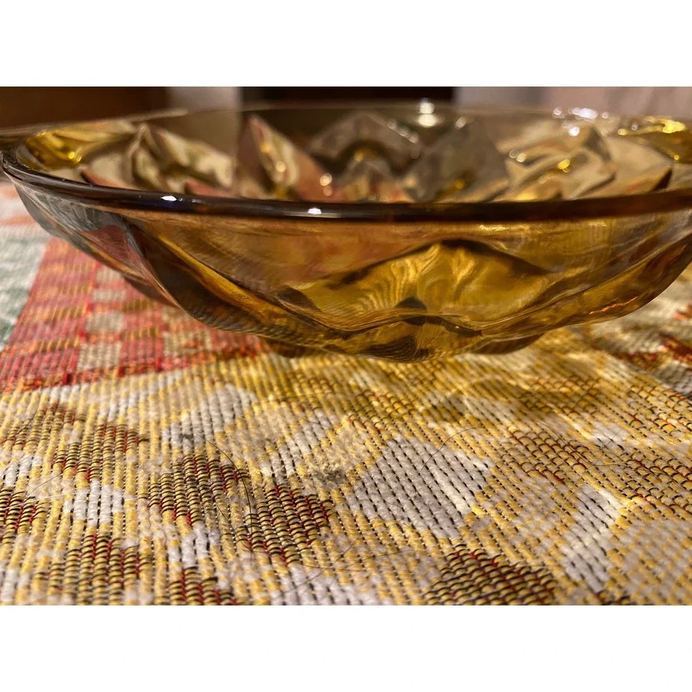 Vintage Amber Depression Glass Candy Dish